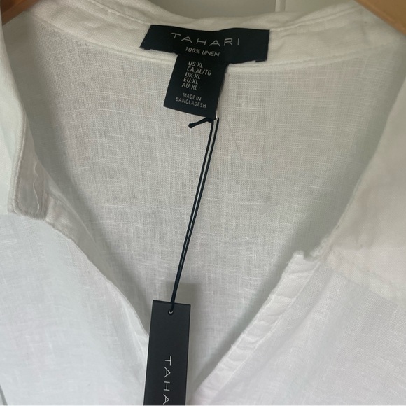 TAHARI NWT Luxe 100% Linen Side-Button Tunic – Size XL - Picture 5 of 9